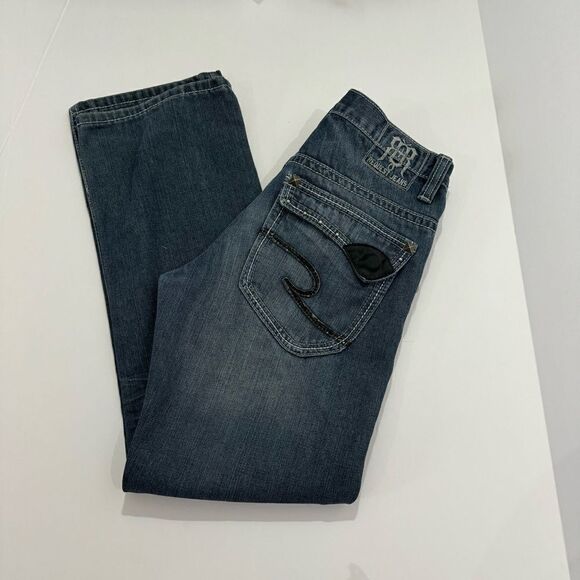 Request Dark Wash Embellished Jeweled Jeans Girls Size 14 Style# R81472X–11 - Picture 2 of 8